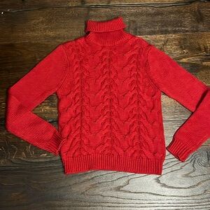 The Kooples Vibrant Red Cable Knit Turtleneck Sweater